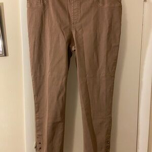 Chico's Tan Straight Leg Jeans with Button Accents